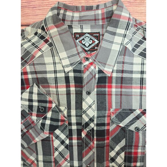 Affliction 73 Live Fast Plaid Western Shirt 3XL - Picture 4 of 10